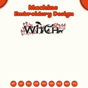 Halloween Witch Embroidery Design, Spooky Season Machine Embroidery File, Witchy Embroidery, Fall Digital Download File