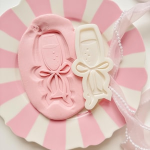 Champagne with bow - Cookie Stamp & Cutter STL FILE ONLY