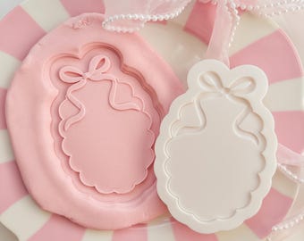 Geschulpte plaquette met strik - Cookie Stamp & Cutter ALLEEN STL-BESTAND