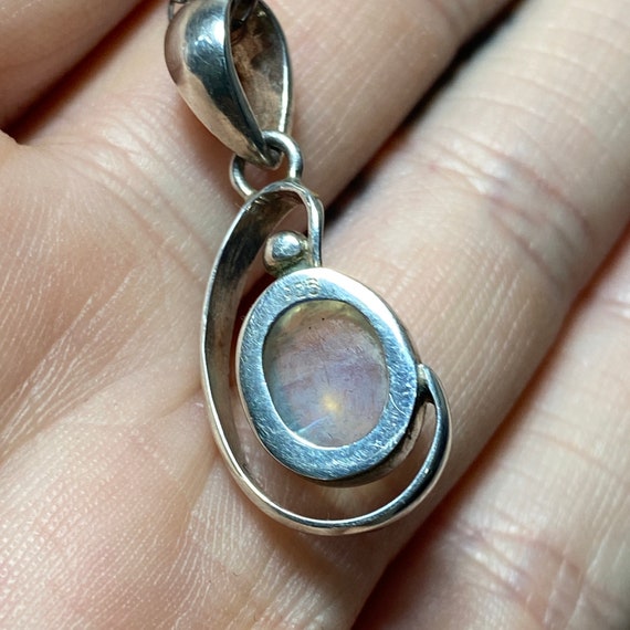 STERLING SILVER Rainbow Moonstone Pendant Necklac… - image 8