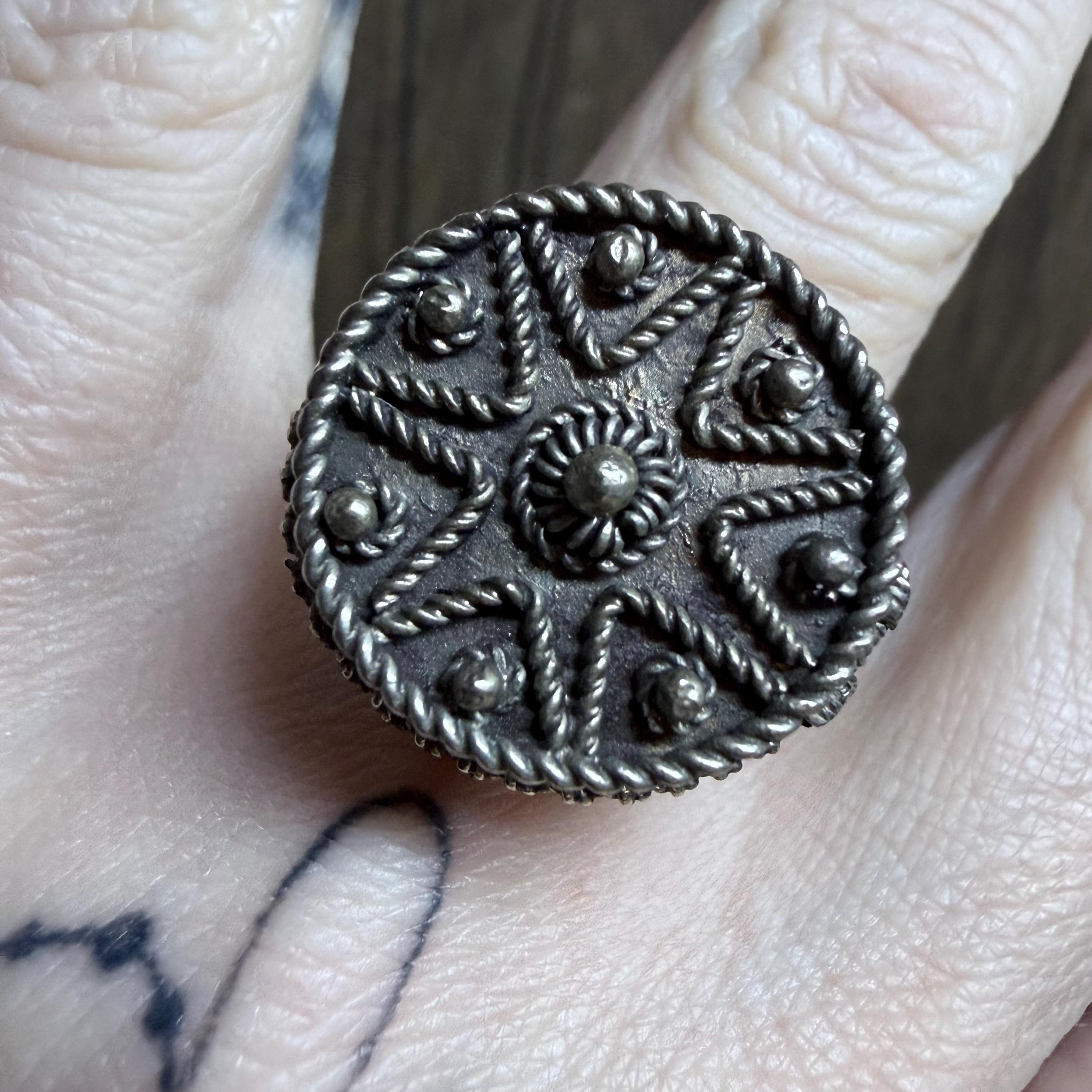 VINTAGE Poison Ring Size R (adjustable) Etruscan Revival Low Grade