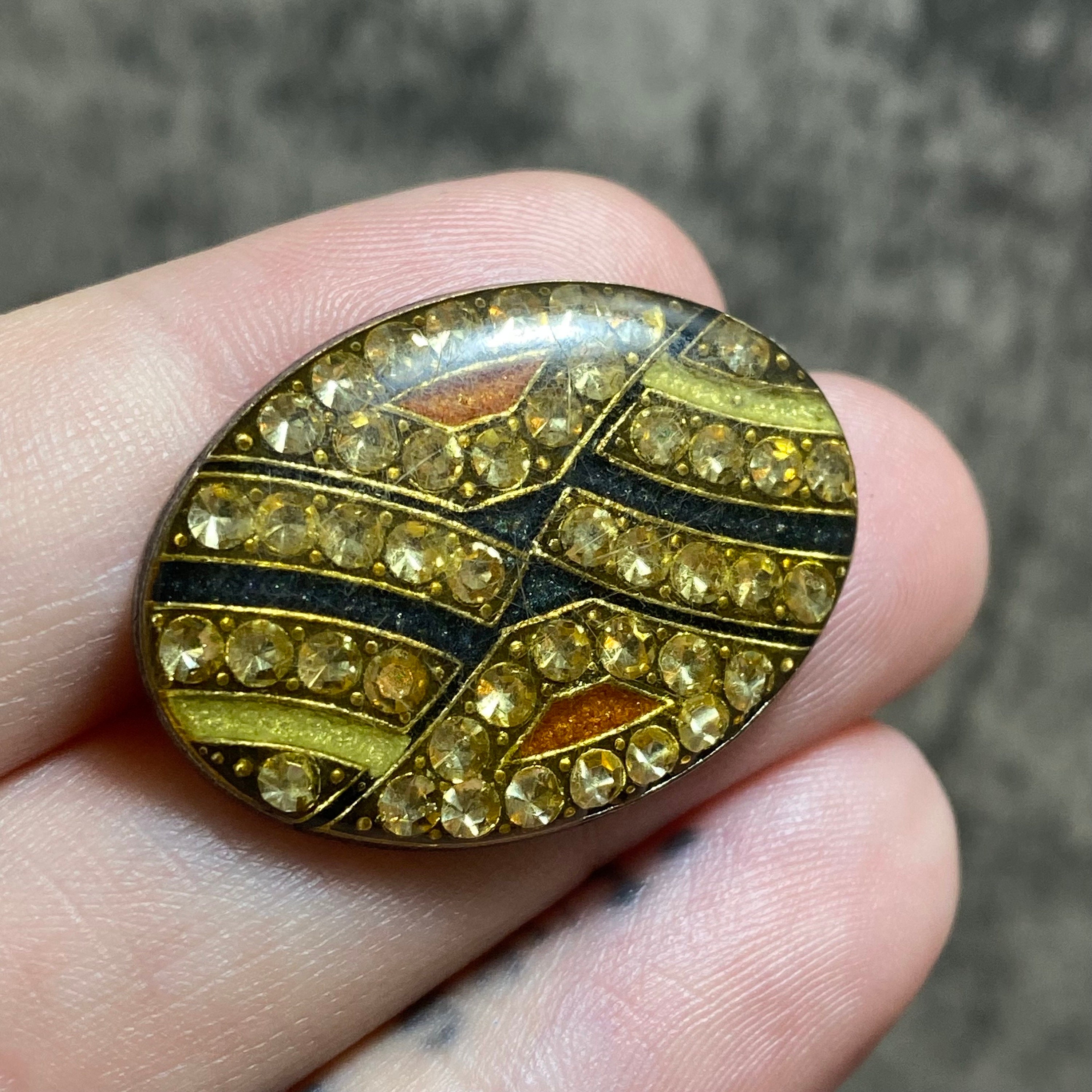 Broche Vintage Pierre Bex France - Années 80 - Métal Doré émaillé - Occasion