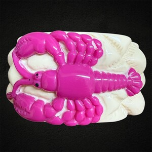 VINTAGE Surrealist Pink Lobster Bangle Chunky Plastic Dali Inspired 1950s Rare Retro Bought In Paris France