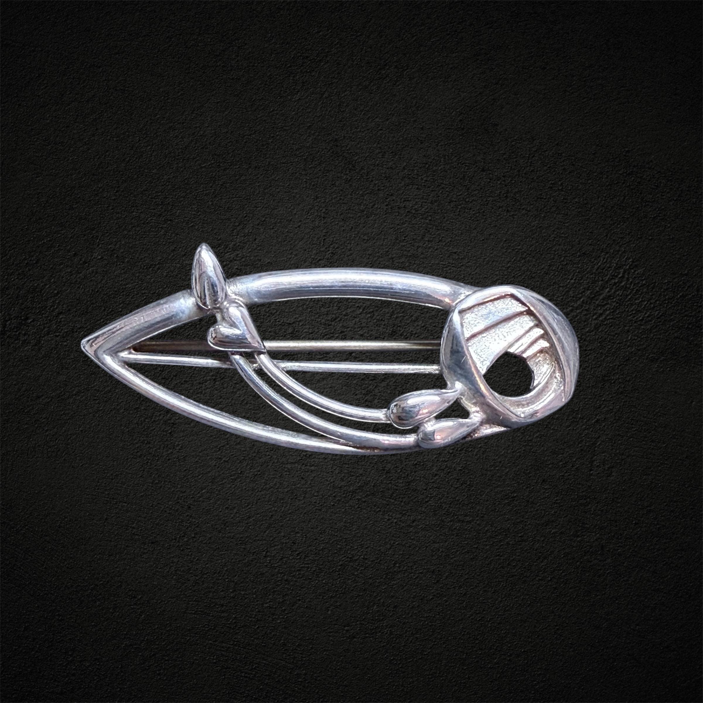 STERLING SILVER Ola Gorie Brooch Mackintosh Rose Vintage Retro 925