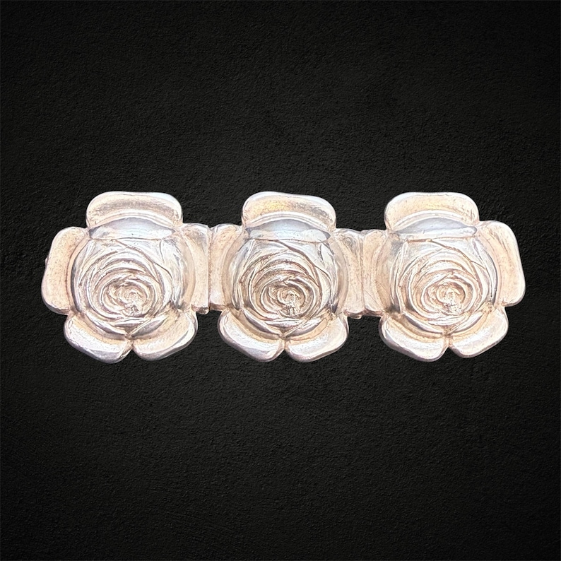 STERLING SILVER Trio of Roses Bar Brooch Tests as 925 Brass Pin Arts ...
