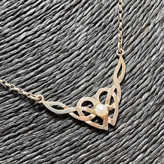 STERLING SILVER Celtic Heart Knot Pendant Necklac… - image 6