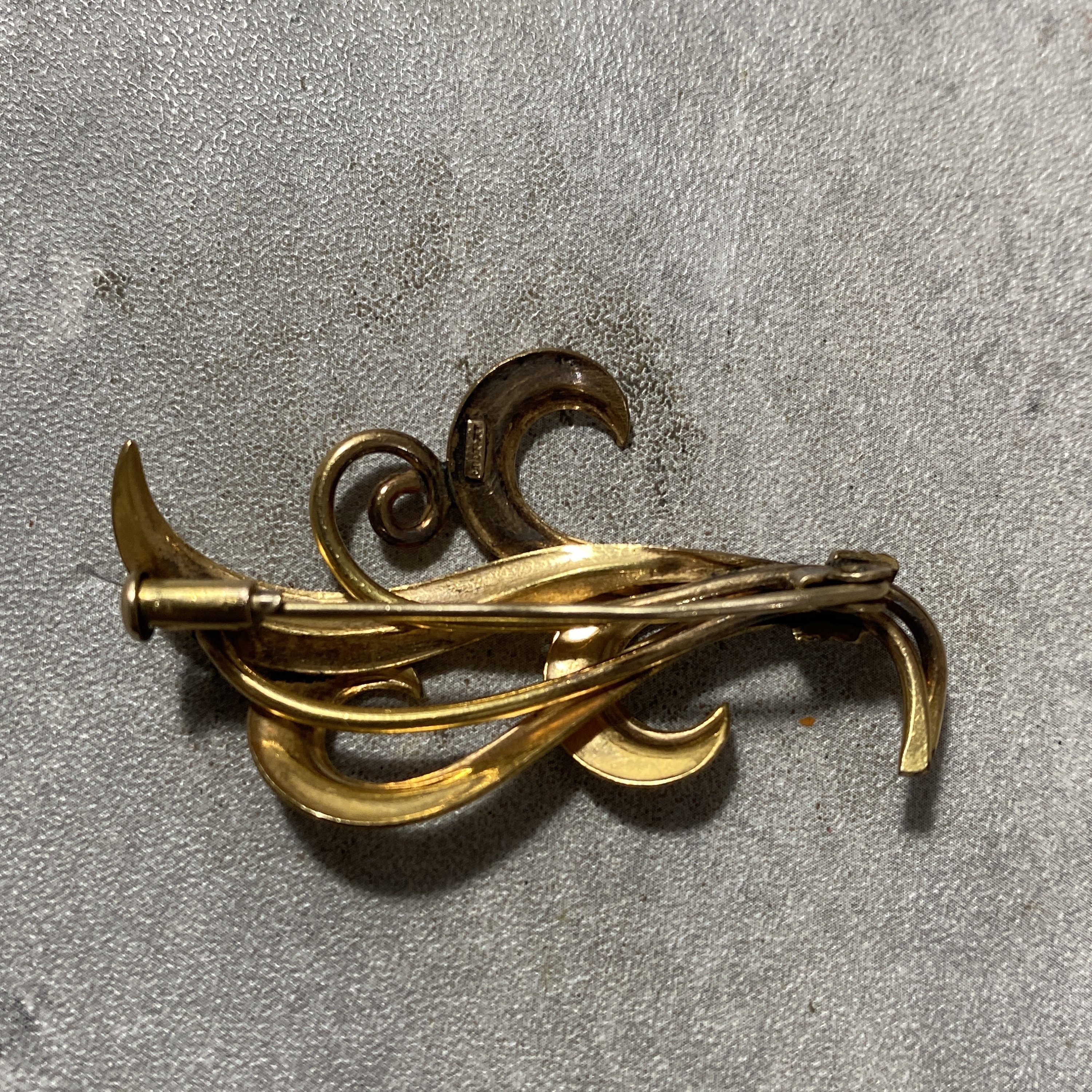 Broche Vintage Plaquée Or - Marque Murat, Longueur 37mm, Bijou D'occasion Rétro