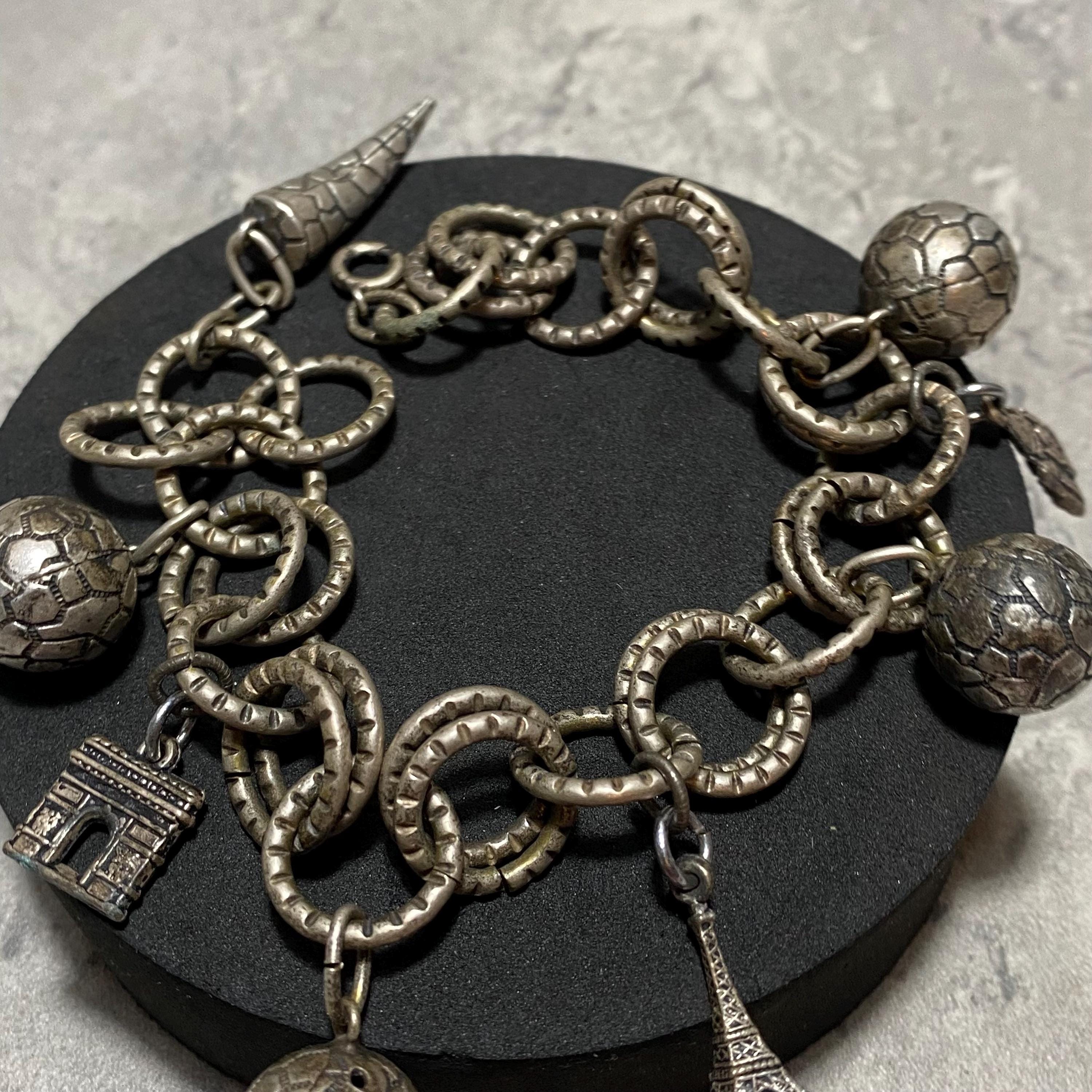 アクセサリー FRENCH VINTAGE charm bracelet VINTAGE French Landmark Souvenir Charm Bracelet Silver
