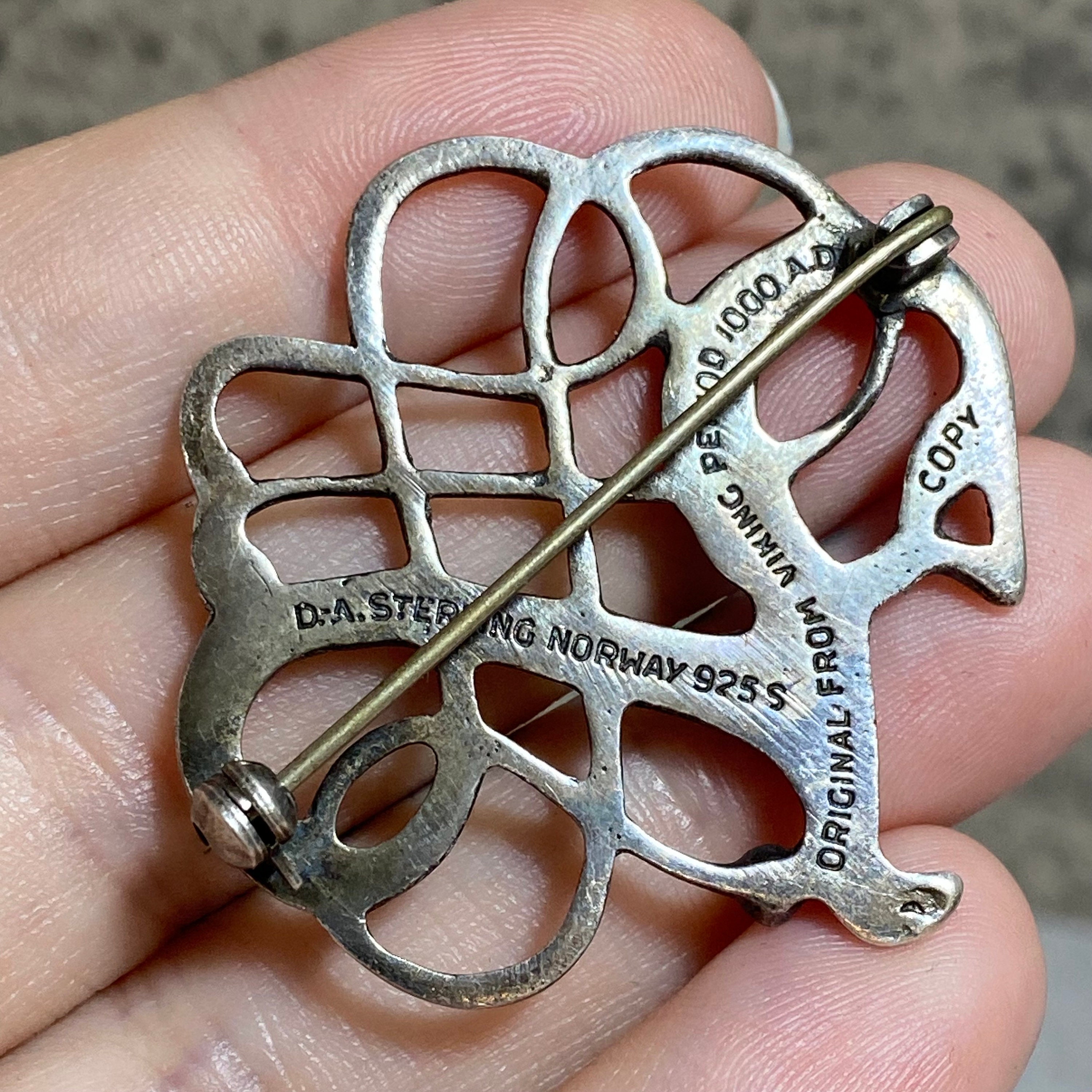 STERLING SILVER David Anderson Norway Viking Replica Brooch