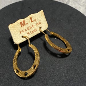 Orecchini pendenti pendenti placcati in oro francese VINTAGE con carta originale, kitsch retrò, acquistati a Lione, Francia