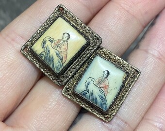 ANTIQUE Chinese Panel Bracelet, Ring, Brooch & Earrings With