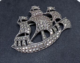 Ancienne Broche En Plaquer Or 18k 750 Art Déco
