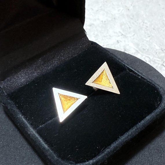 STERLING SILVER Modernist Triangular Stud Earring… - image 7