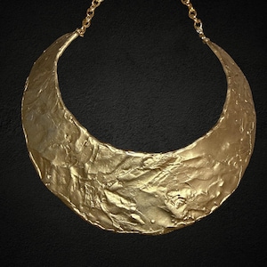 VINTAGE Biche De Bere Solid Collar Necklace Gold Tone Statement Brutalist French Designer Retro Kitsch Bought In Paris, France