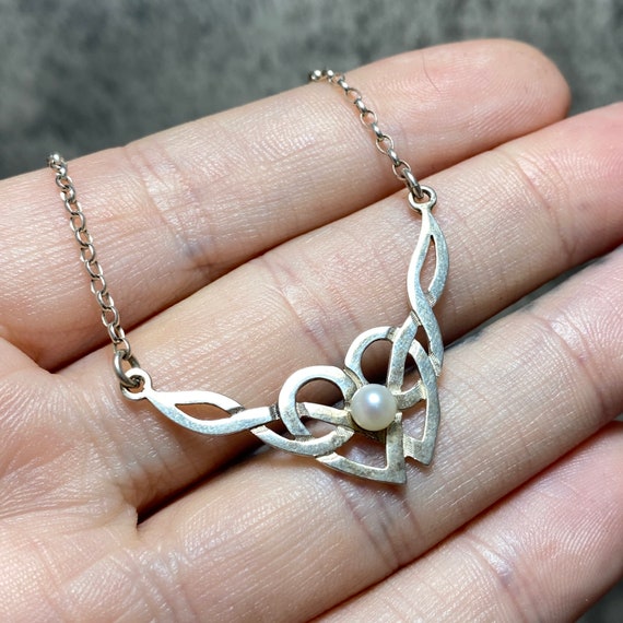 STERLING SILVER Celtic Heart Knot Pendant Necklac… - image 7