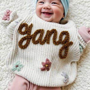 Custome Baby Name Sweater,Personalized Hand embroidered Name Baby Sweater,Baby Girls Sweater With Name,Birthday Gift For Baby Girls /Boy