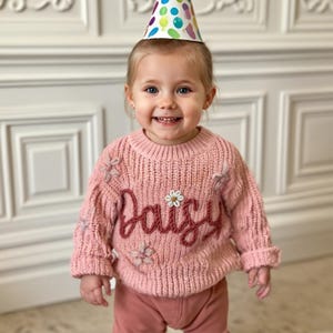 Hand Embroidered Name Baby Sweater,Personalized Sister/Brother Sweater,Personalize Their Name with Exquisite Embroidery,Birthday Gift