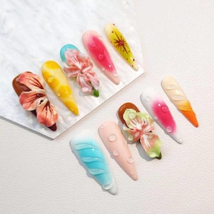 Tropical Rainforest Press on Nails, Customized Hand Painted Nails, Elegant Nails, Artist Nails, Reusable Premium Nails, FairyJardin.Nail