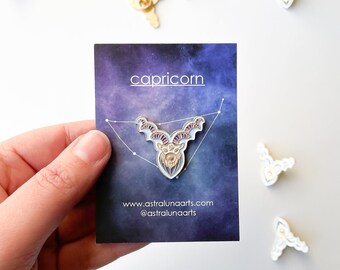 Capricorn Zodiac Pin: Gold Enamel Goat Lapel Pin