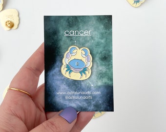 Cancer Zodiac Enamel Pin: Quirky Crab Lapel Pin