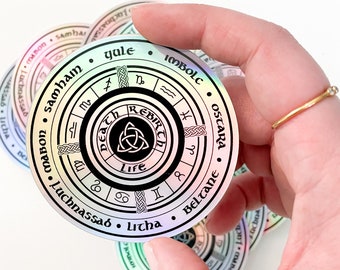 Autocollant de sorcière, roue Wiccan de l'année, sorcière, cadeau pour les sorcières, cadeau pour les Wiccans, autocollant mignon de sorcière, Magick, magie