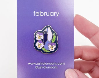February Birthstone Pin: Amethyst & Violet Enamel Lapel Pin