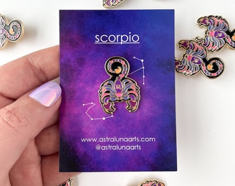 Scorpio Pin, Enamel Pin,  Lapel Pin, Zodiac Sign, Pin, Bull Pin, Gift for Her, Zodiac Gift, Gift for Scorpio, Horoscope Gift, Scorpio