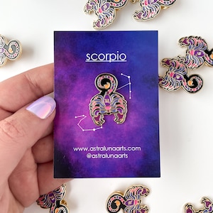 Scorpio Pin, Enamel Pin,  Lapel Pin, Zodiac Sign, Pin, Bull Pin, Gift for Her, Zodiac Gift, Gift for Scorpio, Horoscope Gift, Scorpio