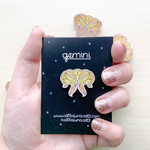 Gemini Pin, Enamel Pin,  Lapel Pin, Zodiac Sign, Pin, Twins Pin, Gift for Her, Zodiac Gift, Gift for Gemini, Horoscope Gift