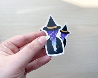 Witch, Witch Sticker, Braid, Witch Hat, Sticker, Gift for Her, Gift for Witches, Cute Witch Sticker,