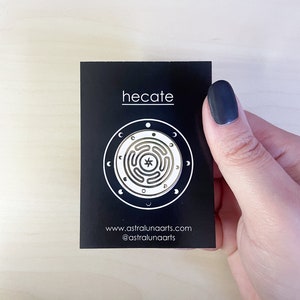 Hecate Pin, Hekate, Black and White Pin, Enamel Pin, Lapel Pin, Witch, Wicca, Magick, Witches, Coven image 1