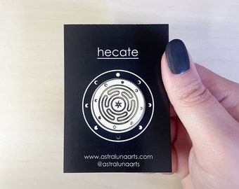 Hecate Pin, Hekate, Black and White Pin, Enamel Pin, Lapel Pin, Witch, Wicca, Magick, Witches, Coven