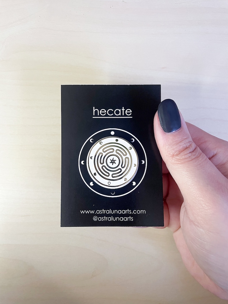 Hecate Pin, Hekate, Black and White Pin, Enamel Pin, Lapel Pin, Witch, Wicca, Magick, Witches, Coven image 1