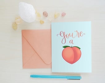 Greeting Card, Funny Card, Emoji Card, Peach Emoji, Butt Emoji, Funny Greeting Card, Emoji, Peach: You're a Peach