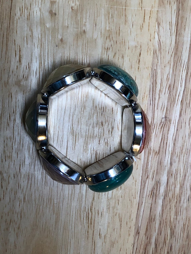 Faceted fake opal bracelet opal bracelet opal acrylic bracelet pink blue purple white stretch bracelet opal Cabochons