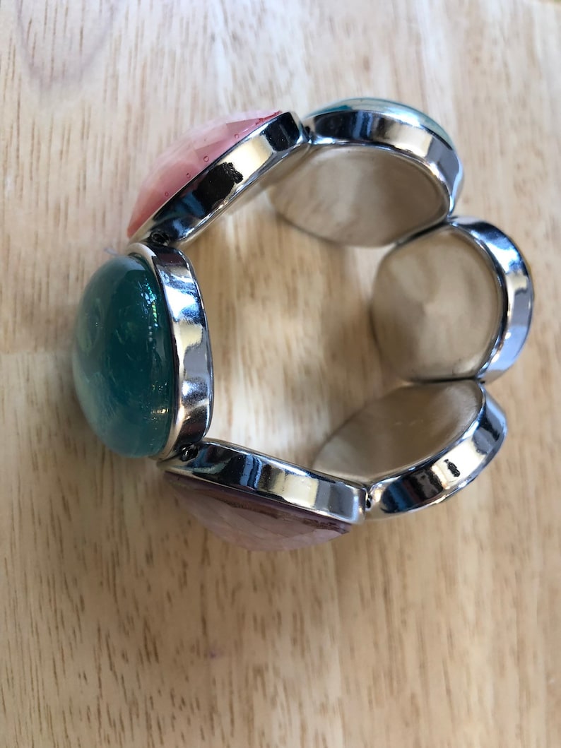 Faceted fake opal bracelet opal bracelet opal acrylic bracelet pink blue purple white stretch bracelet opal Cabochons