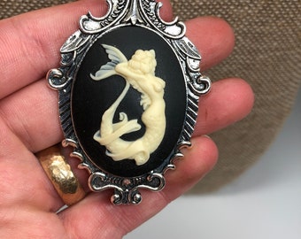 Mermaid cameo necklace