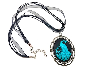 Peacock Cameo necklace