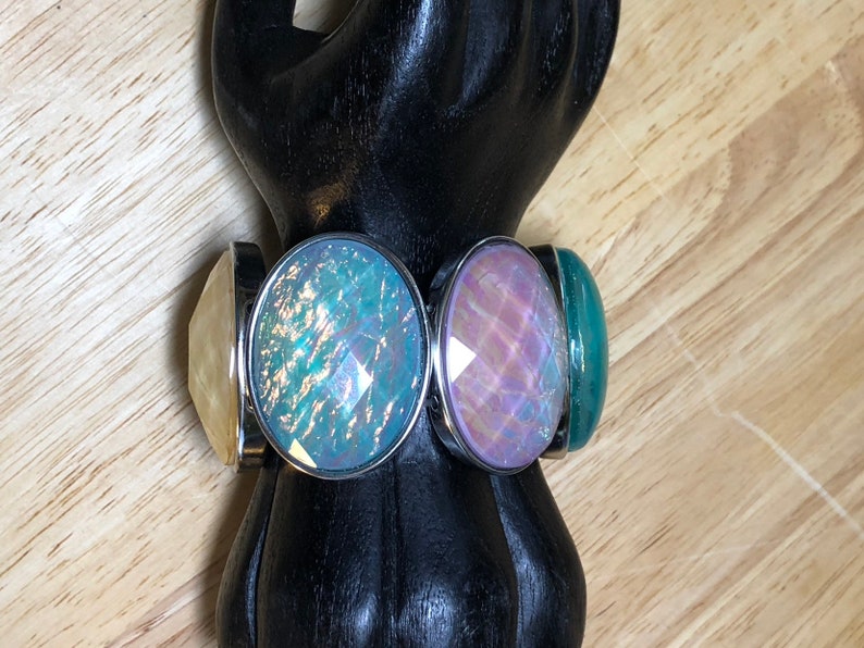 Faceted fake opal bracelet opal bracelet opal acrylic bracelet pink blue purple white stretch bracelet opal Cabochons