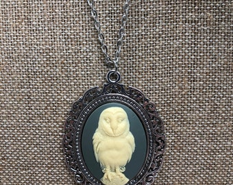 Barn Owl Cameo Necklace