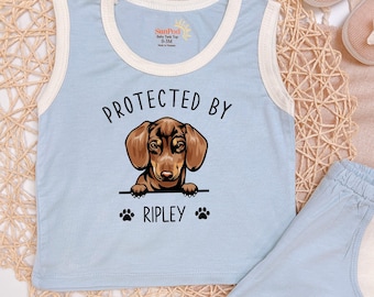 Déguisement teckel personnalisé pour bébé : nom de chien personnalisé, cadeau pour amoureux des chiens