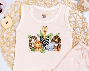 Wild One First Birthday Outfit: Safari Jungle Animals, Personalized