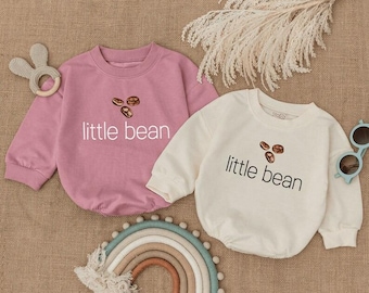 Combi-short bébé Little Bean Coffee – Tenue à manches longues pour nouveau-né et cadeau pour les amateurs de café