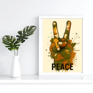 camo peace sign digital print