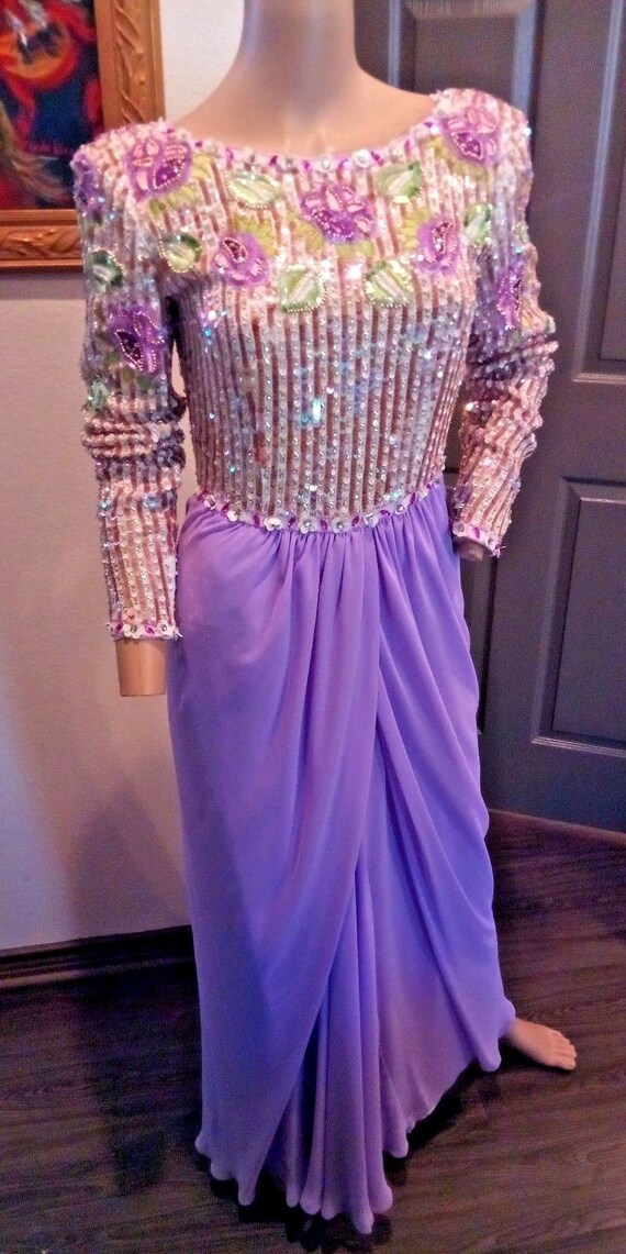 Vintage Victoria Royal Ltd Floral Embroidered Sequ