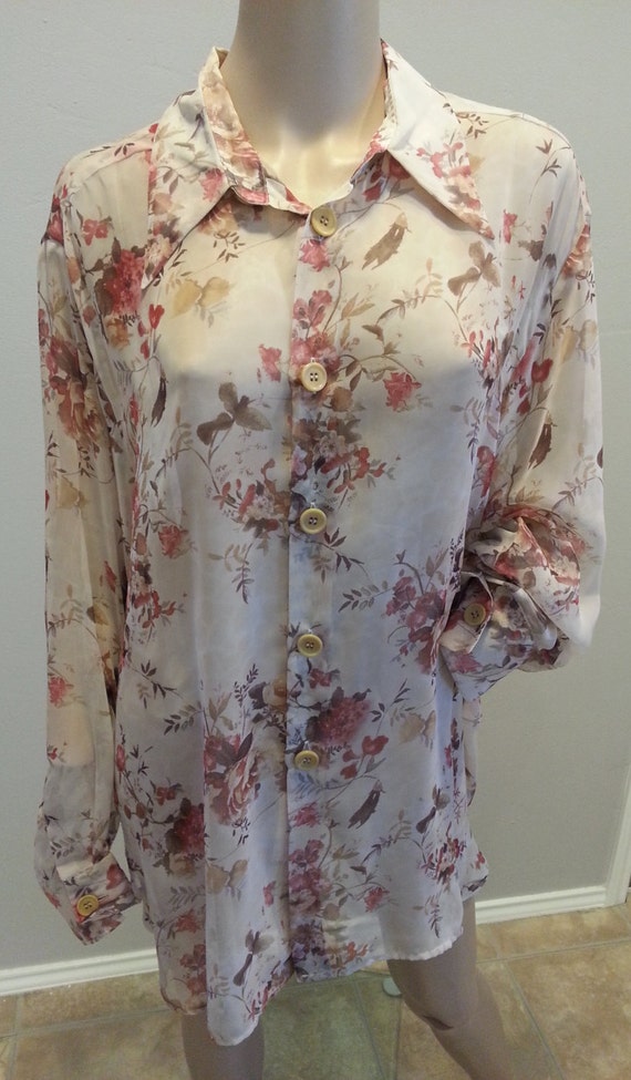 Vintage 90's Dolce & Gabbana Italy Sheer Floral Gr
