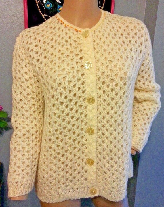 Vintage 50's Sidney Gould Creme 50% Mohair Knit Ca
