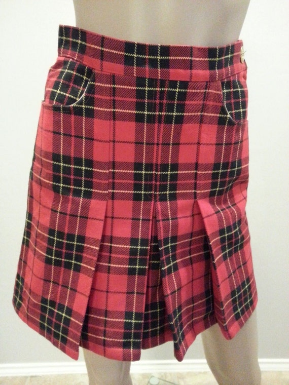 Vintage 90's Moschino Jeans Red Black Plaid School