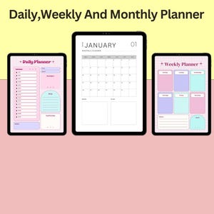 Daily,Weekly and Monthly Printable Planner Clean And Minimal Planner (Digital and Printable Planner Bundle),Minimalist