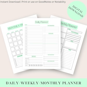 GoodNotes Planner PDF: Layouts Tages, Woche, Monat (Druckbar Digital Download A5/A4/US Letter Format)